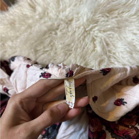 Free People Boho Floral Wide Sleeve Deep V Back Mini Dress - Picture 4 of 6